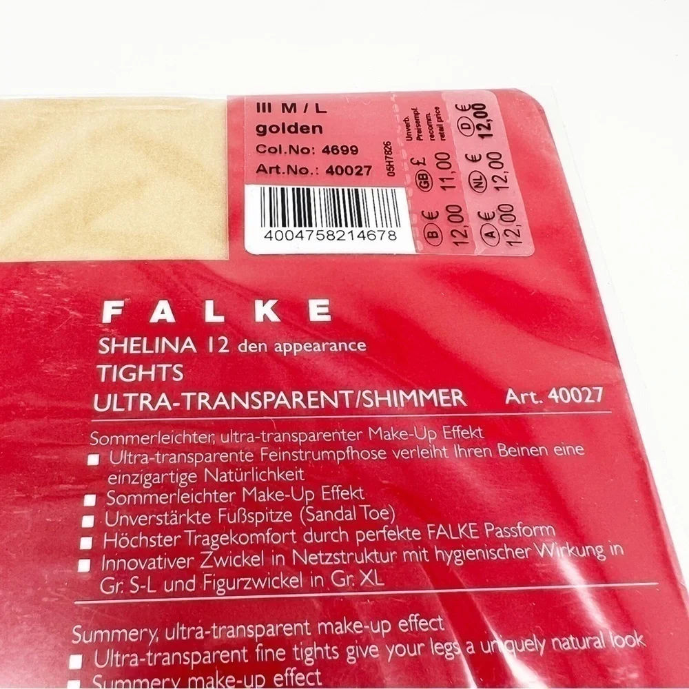 Falke Shelina 12 DEN Women’s Tights Size III - M/L Golden New in Package NWT